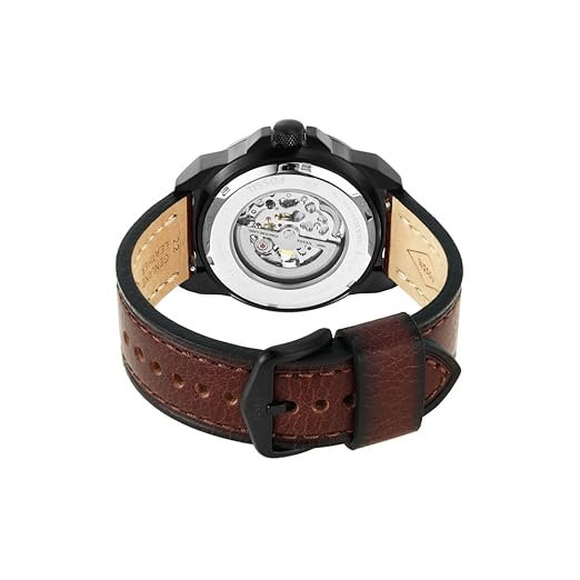 Fossil Men Leather Bronson Analog Black Dial Watch-Me3219, Band Color-Brown