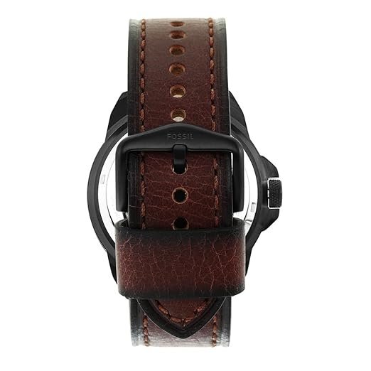 Fossil Men Leather Bronson Analog Black Dial Watch-Me3219, Band Color-Brown