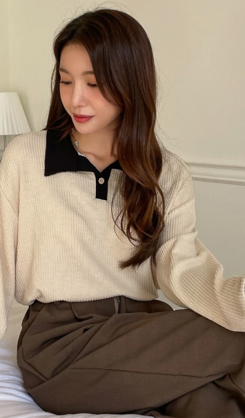Women Patchwork Simple Design Turn Down Collar Stylish Vintage Comfortable Holiday Tops
